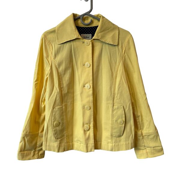 L.L Bean Vintage Women's Butter Yellow Nautical Coastal 90s Blazer Jacket Medium - Picture 1 of 5